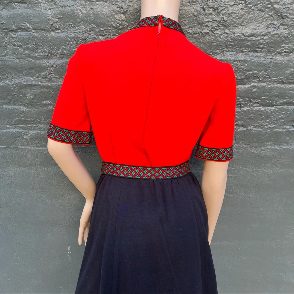 - Vintage Red Romper & Wrap Skirt Embroidered Edge Set! EUC!